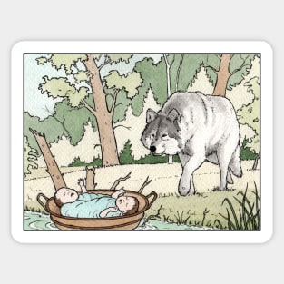 Romulus and Remus and the wolf Sticker